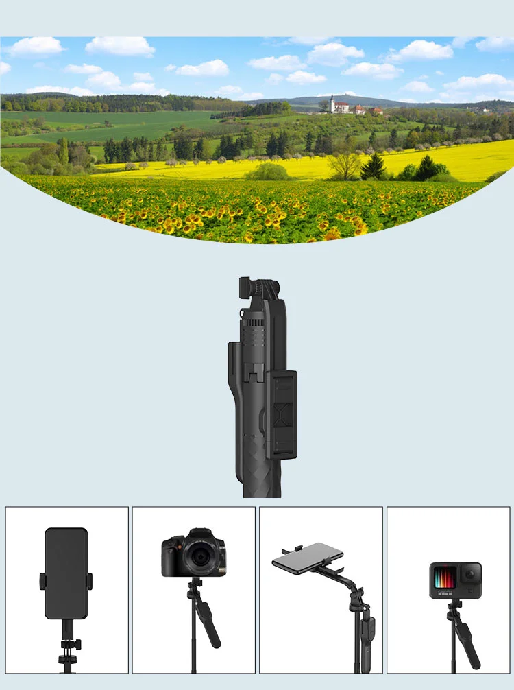 JMARY KT-239 1.75m Telescopic Selfie Stick Tripod Stand Cell Phone Clip Rotation Design Camera Mount Holder 12