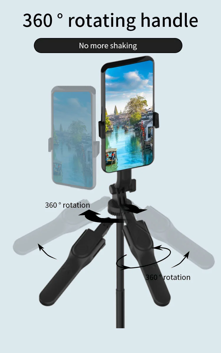 JMARY KT-239 1.75m Telescopic Selfie Stick Tripod Stand Cell Phone Clip Rotation Design Camera Mount Holder 3