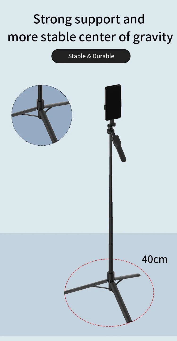 JMARY KT-239 1.75m Telescopic Selfie Stick Tripod Stand Cell Phone Clip Rotation Design Camera Mount Holder 7