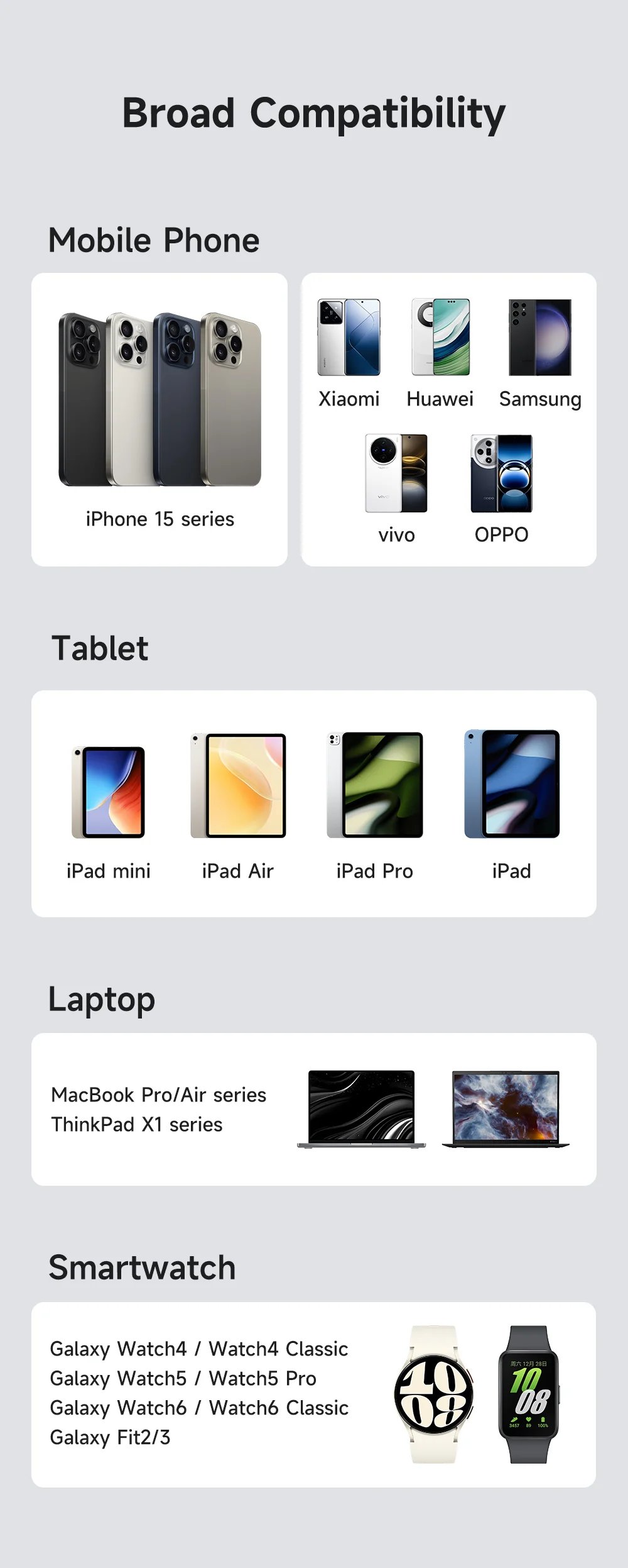 MCDODO CA-4170 1.5m Type-C to Type-C 60W Charging Cable with Wireless Charger for Samsung Watch 11