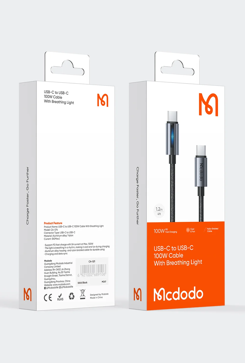McDodo CA-5740 1.2 Million. Type-c to Type c 100W Data Cable Charging with Breathing Light 15