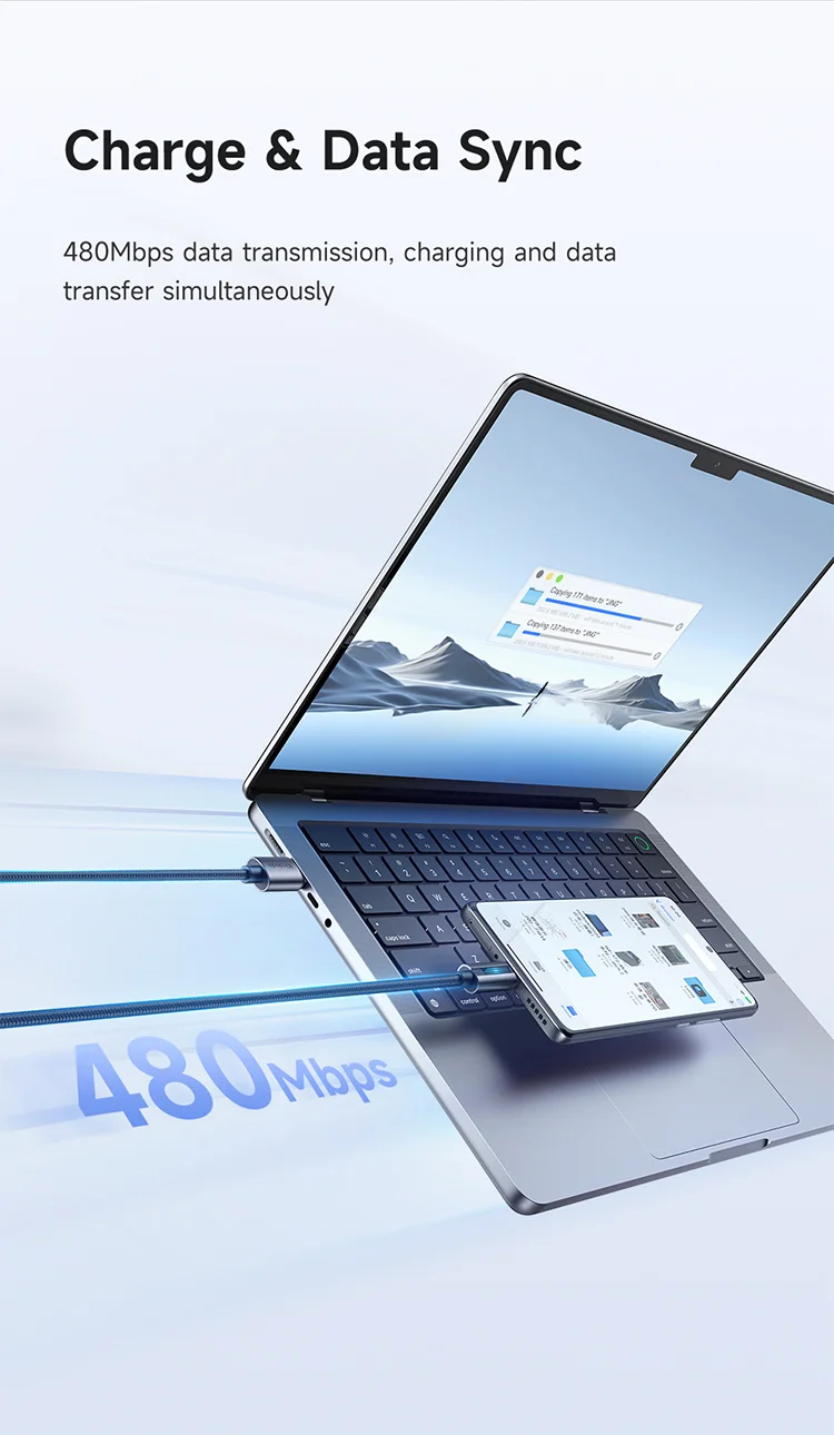 MCDODO CA-5180 1.2m USB-A to Type-C 6A 100W Charging Data Cable with Breathing Light - Black 9