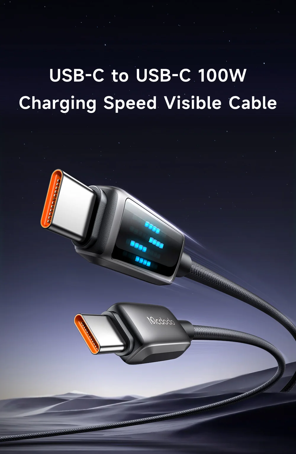 MCDODO CA-4250 1.2m Type-C to Type-C Cable 100W Fast Charging Nylon Braided Data Cable 1