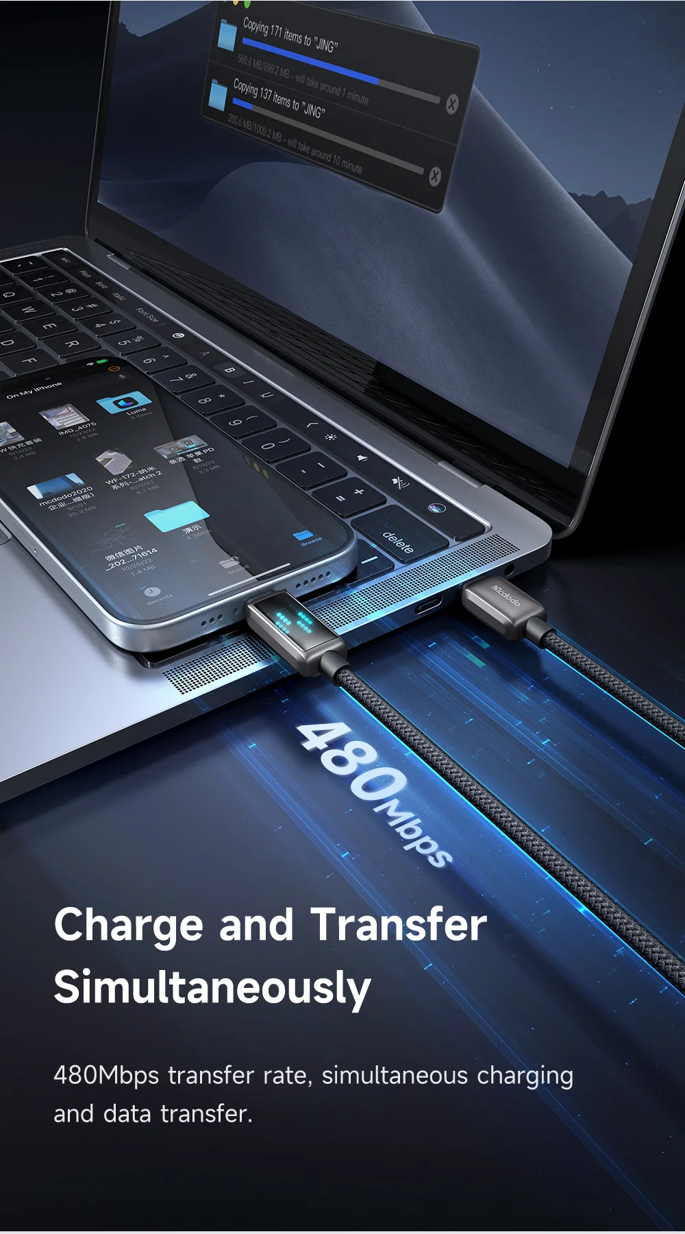 MCDODO CA-4250 1.2m Type-C to Type-C Cable 100W Fast Charging Nylon Braided Data Cable 13