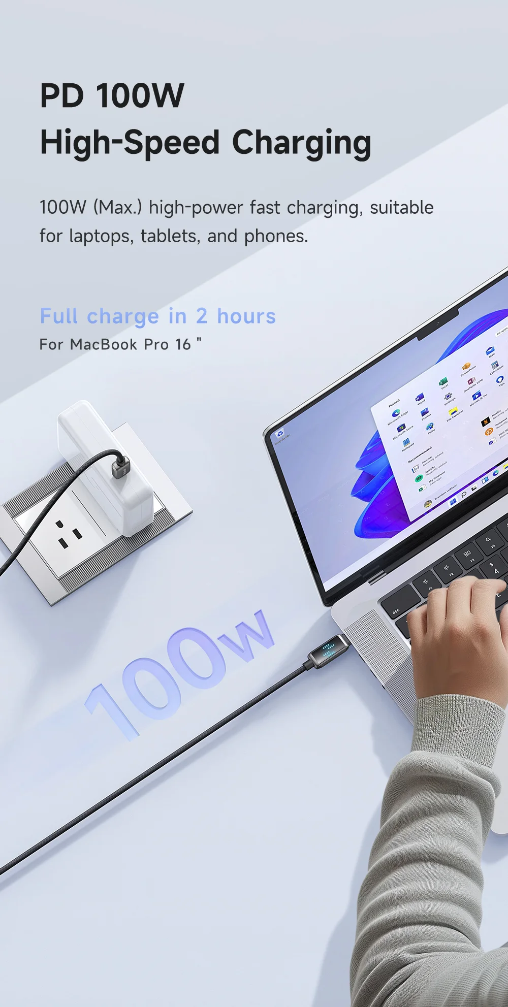 MCDODO CA-4250 1.2m Type-C to Type-C Cable 100W Fast Charging Nylon Braided Data Cable 6