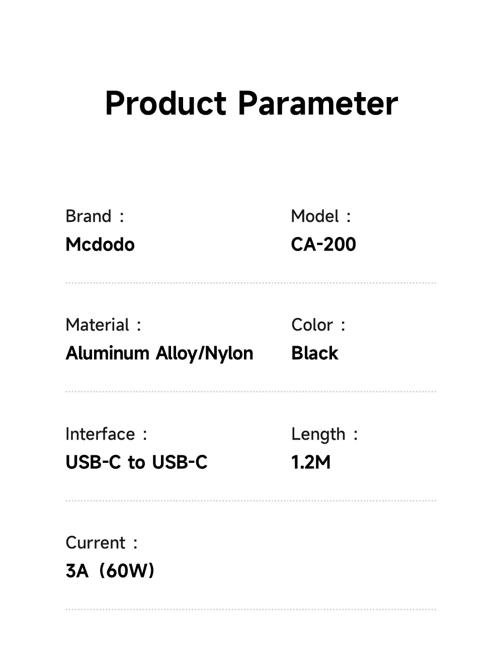 MCDODO CA-2000 1.2m Type-C to Type-C 60W Fast Charging Cable Data Cord 14