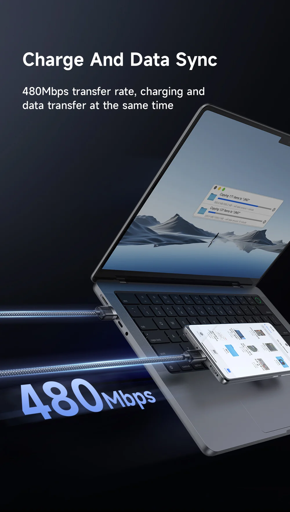 MCDODO CA-5650 1.2m USB-A to USB-C 6A Fast Charging Cable Magnetic Data Cord 11