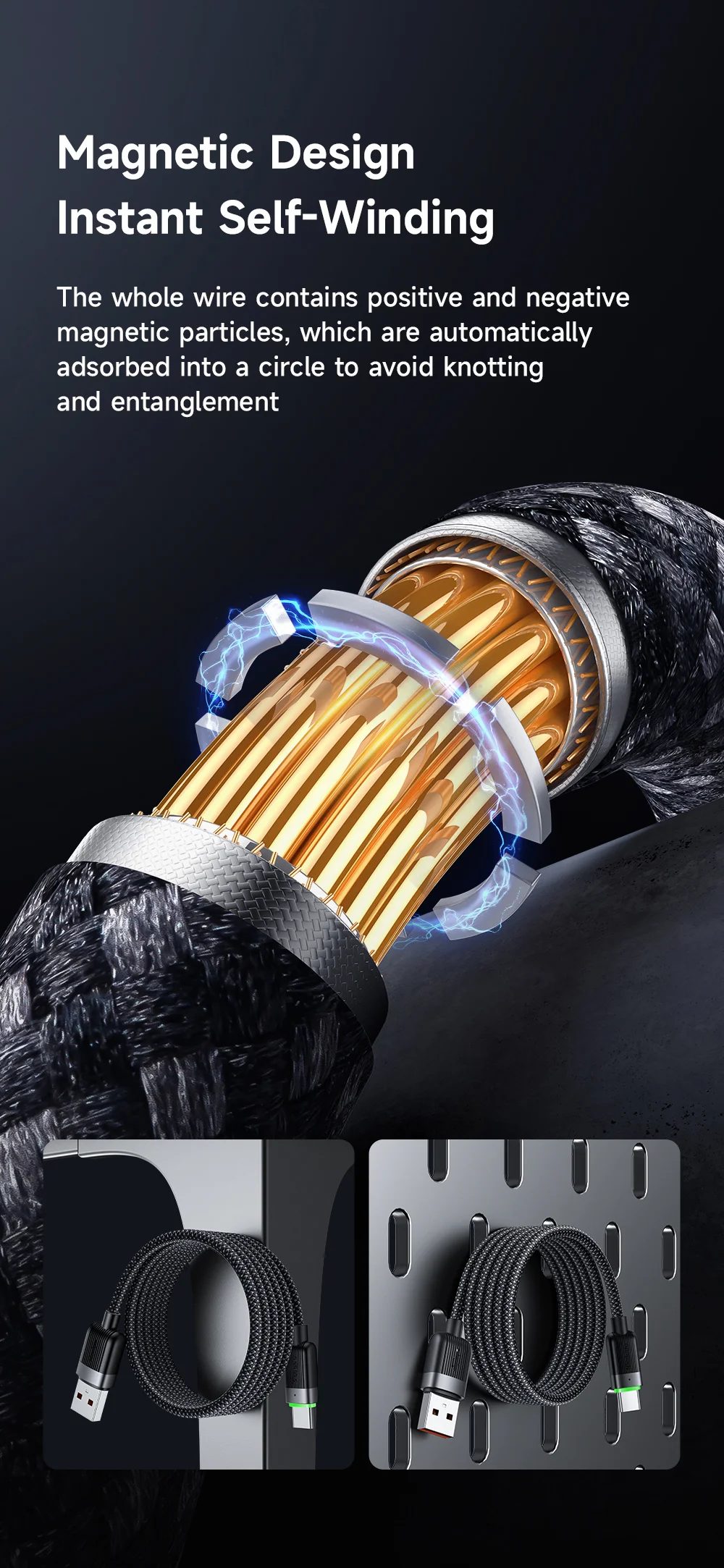 MCDODO CA-5650 1.2m USB-A to USB-C 6A Fast Charging Cable Magnetic Data Cord 5