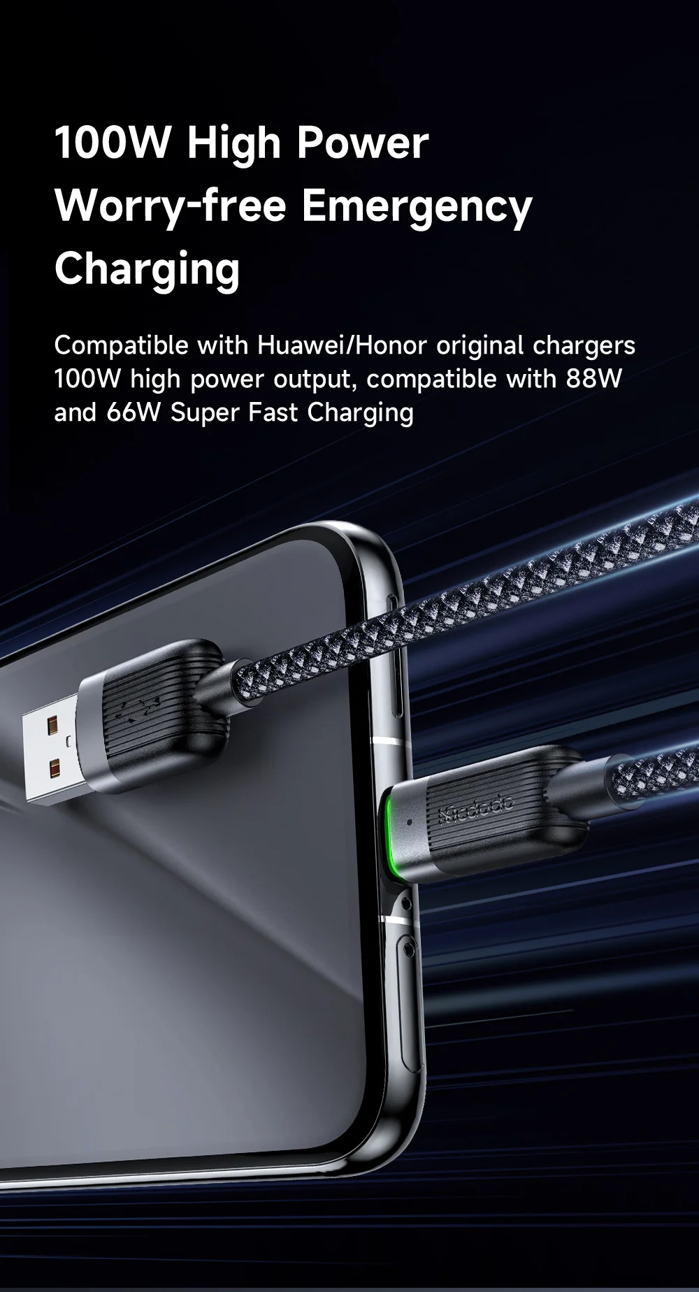 MCDODO CA-5650 1.2m USB-A to USB-C 6A Fast Charging Cable Magnetic Data Cord 7