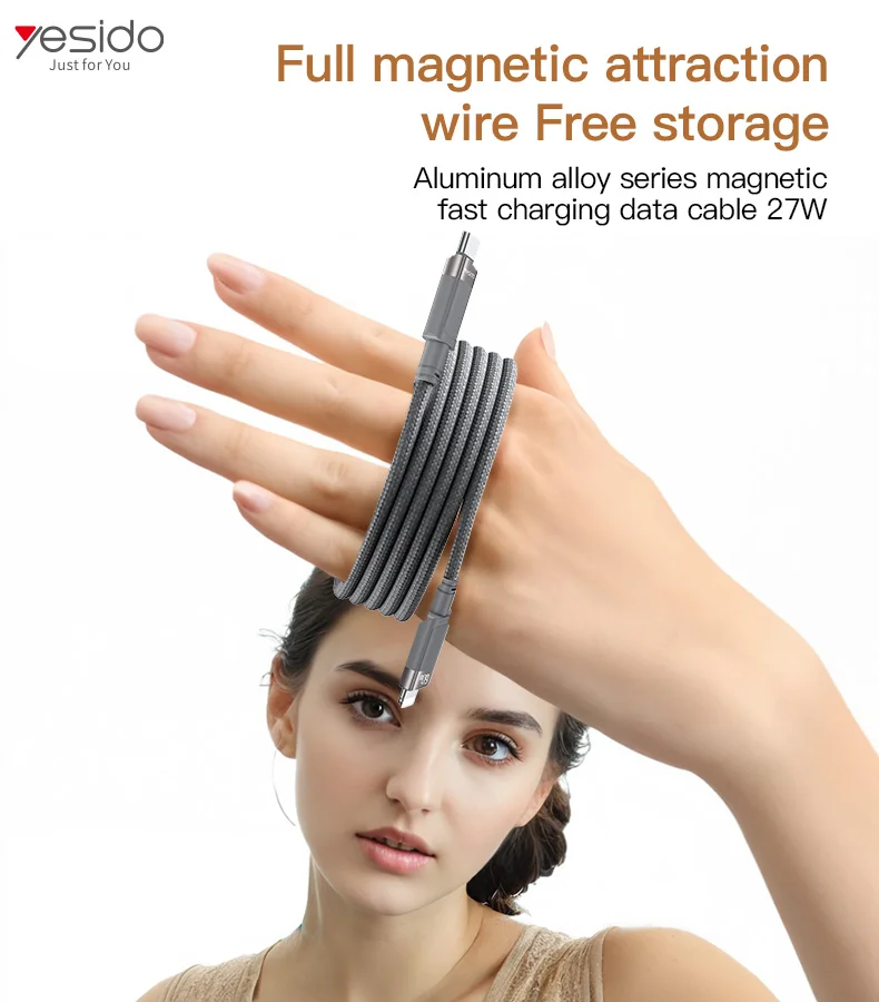 YESIDO CA172L Type-C to iP Magnetic Cable Braided Data Sync Charging Cord 1