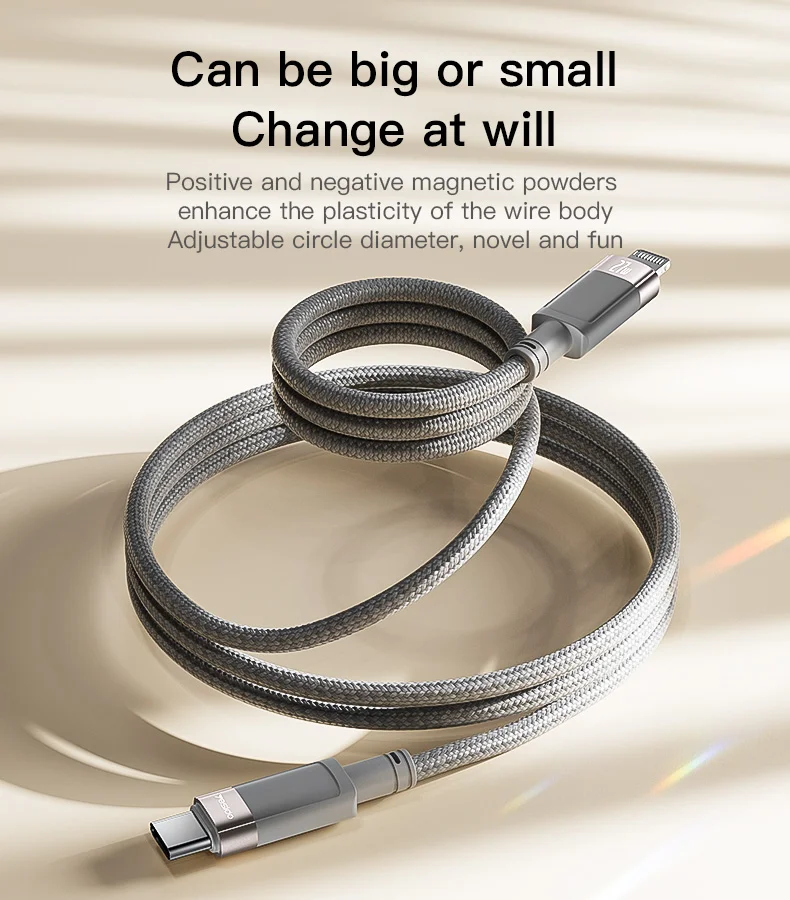 Cabo magnético trançado YESIDO CA172L Type-C para iP, para sincronização de dados e carregamento 6