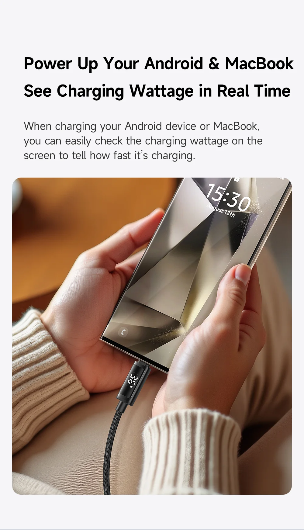 MCDODO CA-8000 1.2m Digital Display PD 100W Fast Charging USB C to USB C Data Cable 3