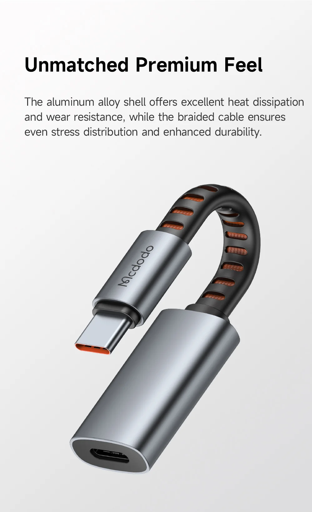 MCDODO CA-4870 MDD Nordic Series 8Pin Female to USB-C Male Adapter Cable 24W Fast Charging Data Transfer Cord - Black 5