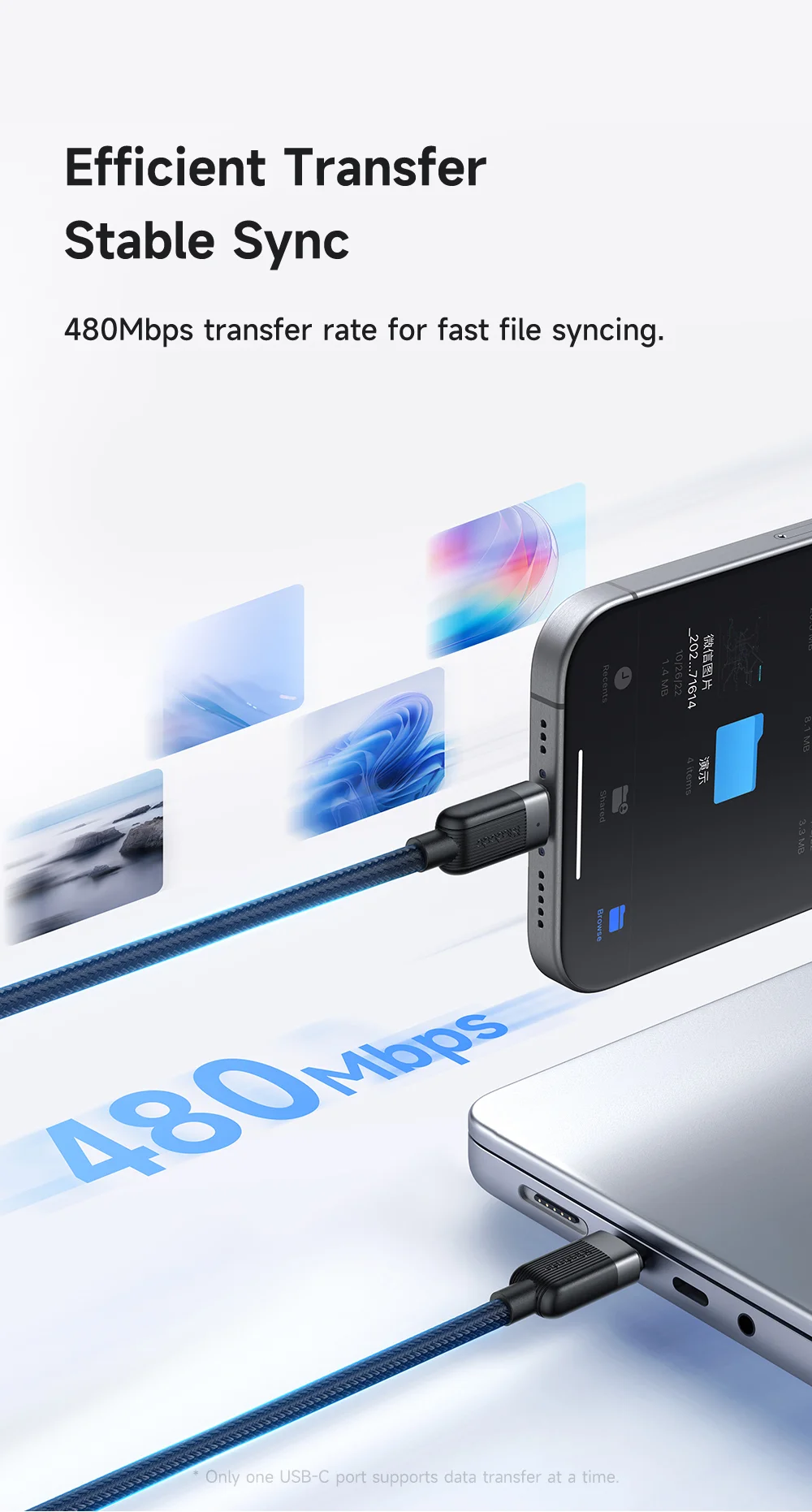 MCDODO CA-6780-IN-1 USB-C Fast Charging Cable Dual USB-C Ports 100W Charging Cord 1.5m Braided 10