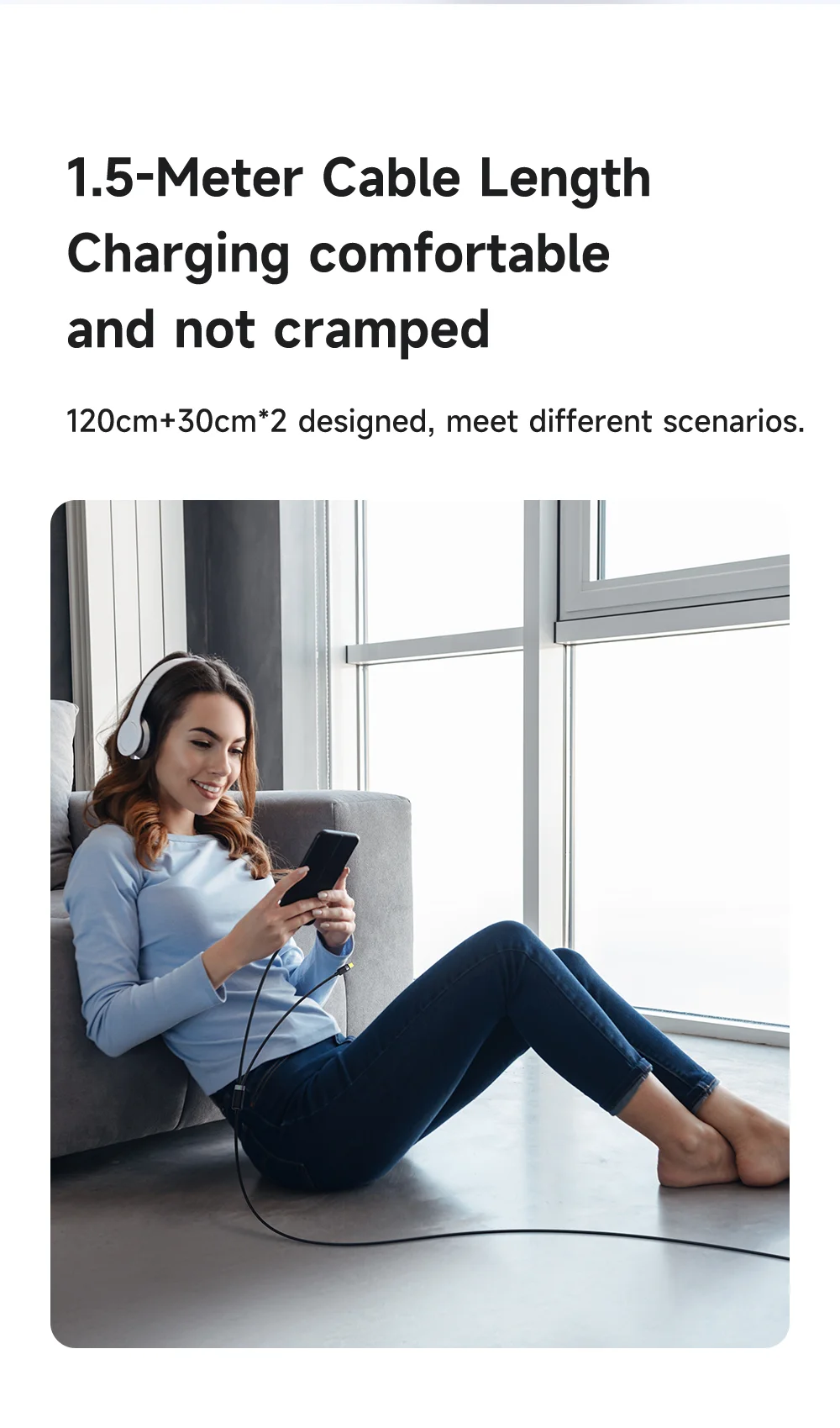 MCDODO CA-6780-IN-1 USB-C Fast Charging Cable Dual USB-C Ports 100W Charging Cord 1.5m Braided 9