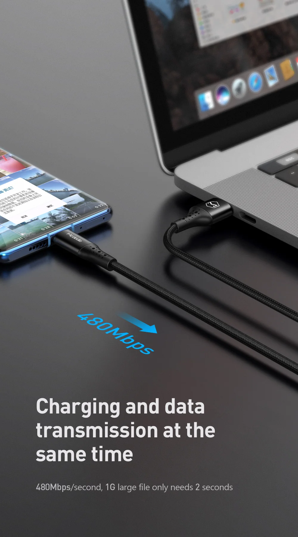 MCDODO for iPhone 15 Series 1.5M 5A Nylon Braided Type-C USB Charging Cable Cord for Samsung Huawei Xiaomi 10