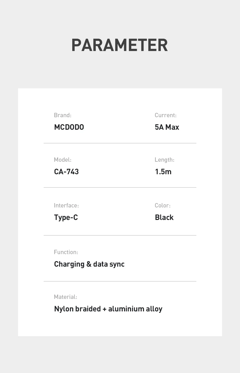 MCDODO for iPhone 15 Series 1.5M 5A Nylon Braided Type-C USB Charging Cable Cord for Samsung Huawei Xiaomi 12