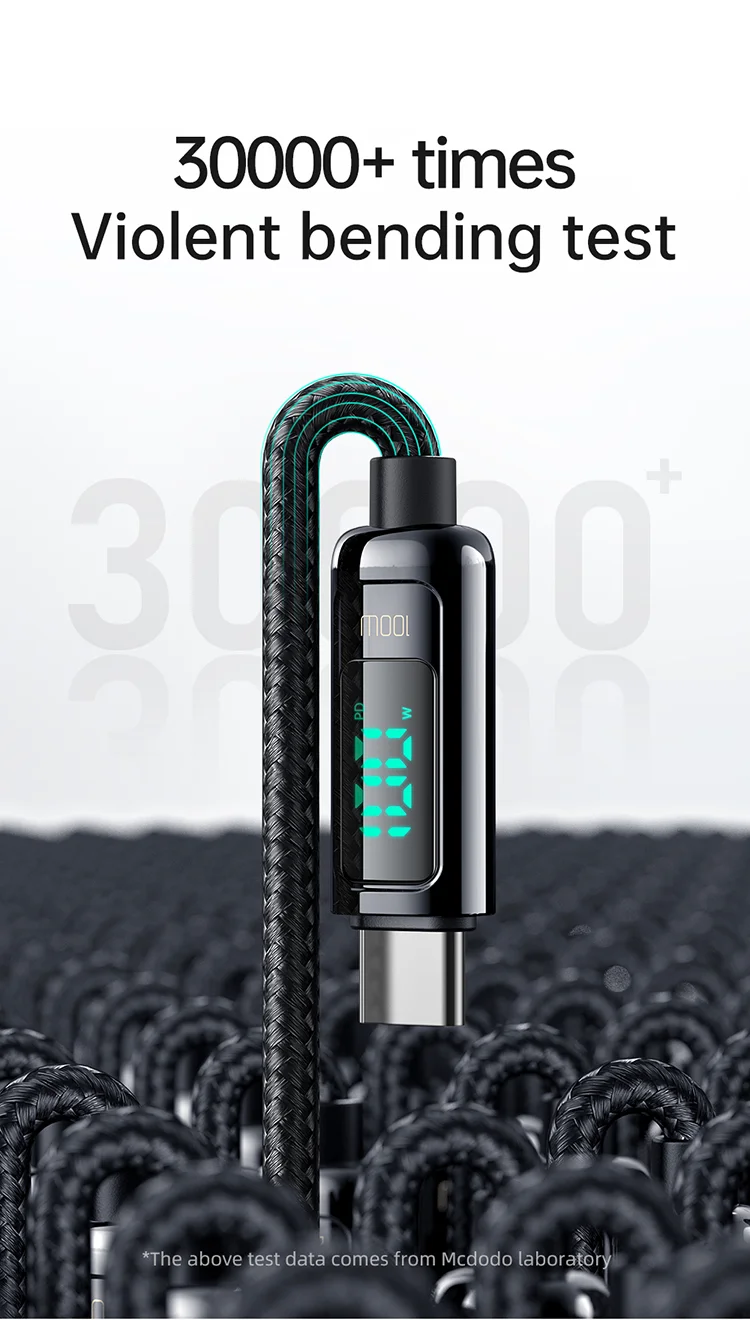 MCDODO CA-882 for iPhone 15 Series MDD Type-C to Type-C Data Cable 1.2m 100W Fast Charging Cord Wire with Digital Display - Black 9