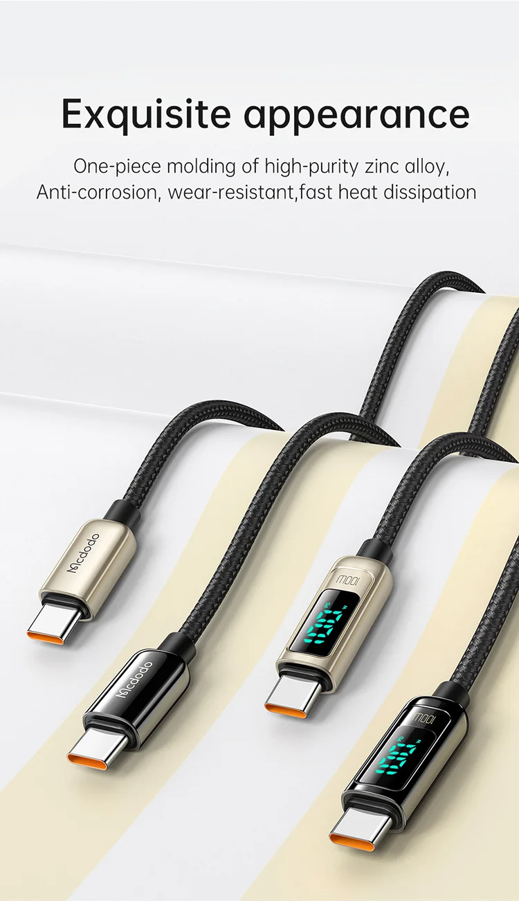 MCDODO CA-882 for iPhone 15 Series MDD Type-C to Type-C Data Cable 1.2m 100W Fast Charging Cord Wire with Digital Display - Black 7