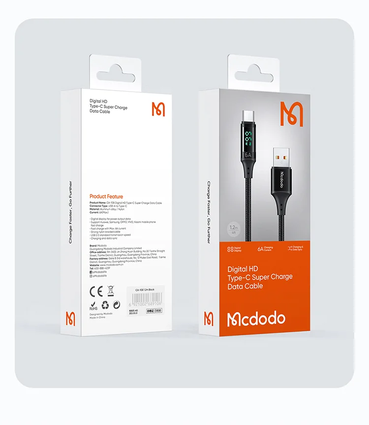 MCDODO MDD CA-1080 for iPhone 15 Series 1.2m Digital Display 6A Type-C Charge Data Cable Cord - Black 13