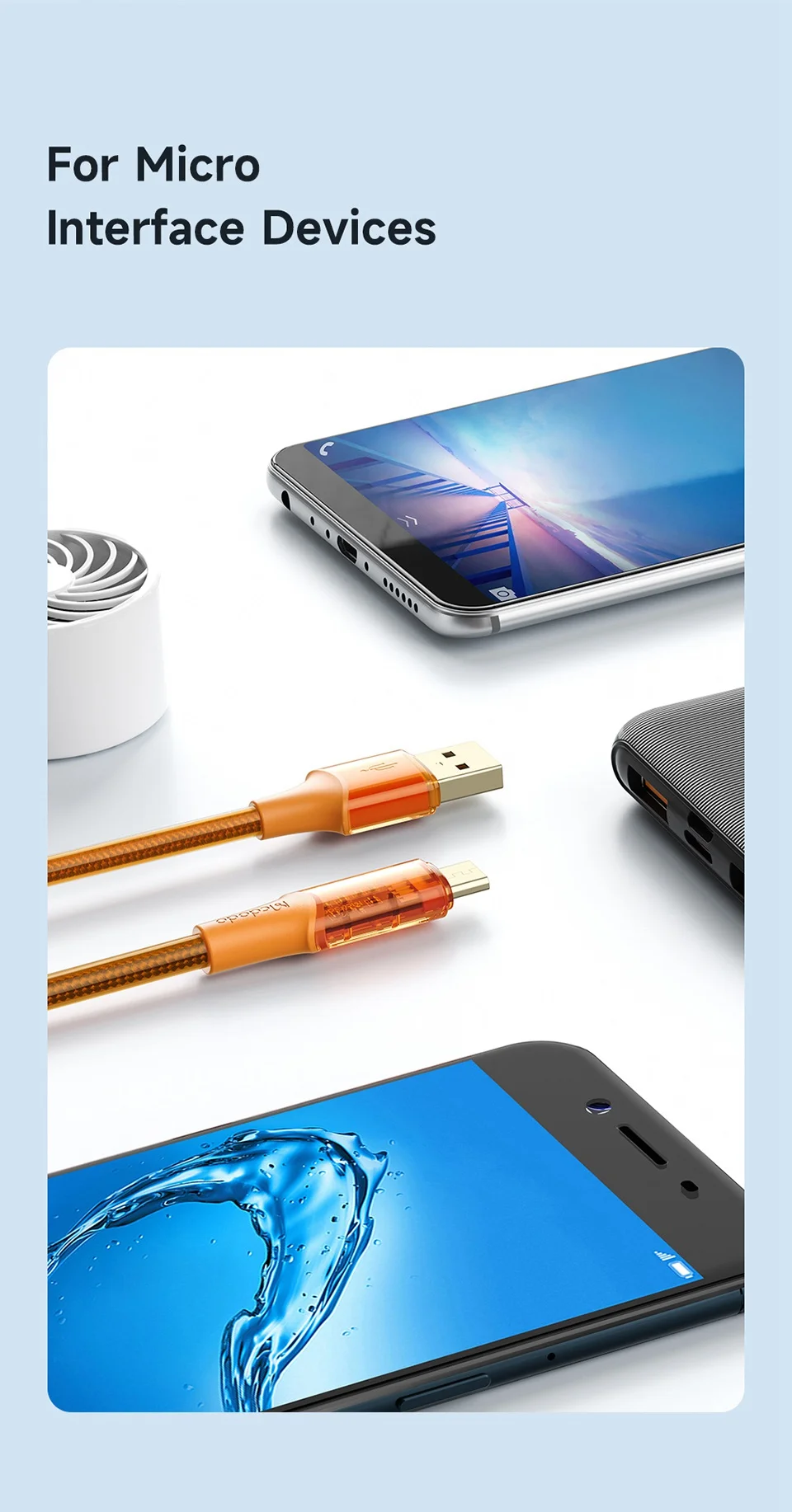 MCDODO CA-210 MDD Amber Series 1.8m 3A Micro USB Transparent Design Data Cable Android Phone Charging Cord - Orange 8