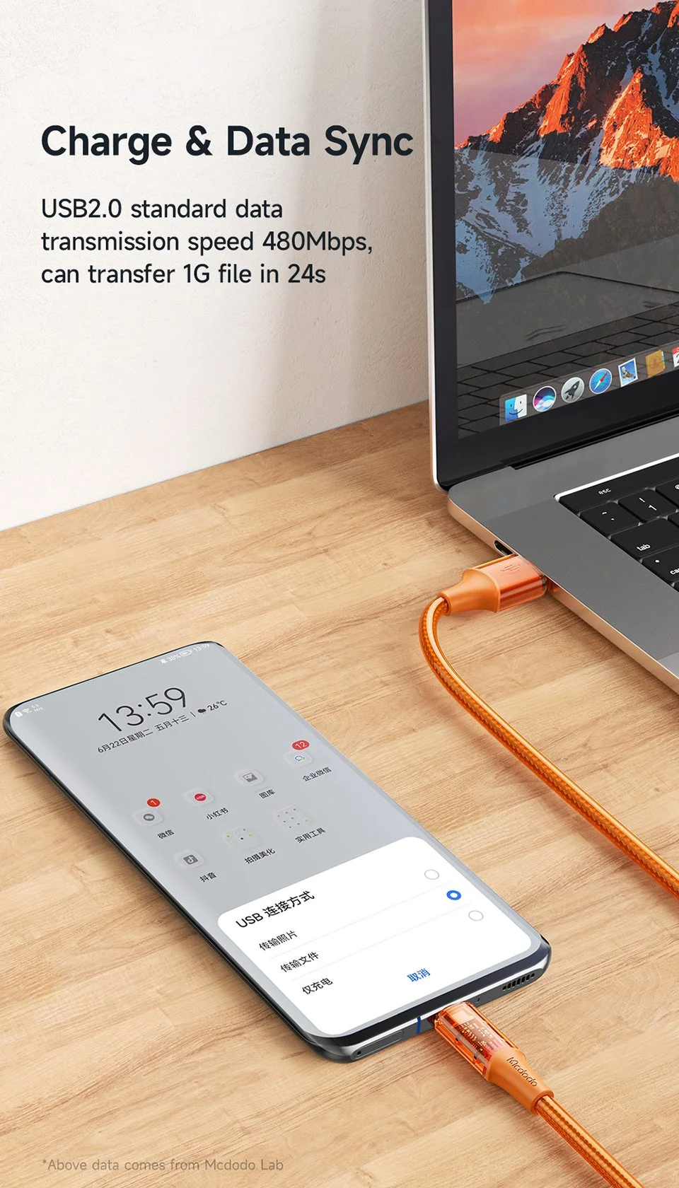 MCDODO CA-210 MDD Amber Series 1.8m 3A Micro USB Transparent Design Data Cable Android Phone Charging Cord - Orange 9
