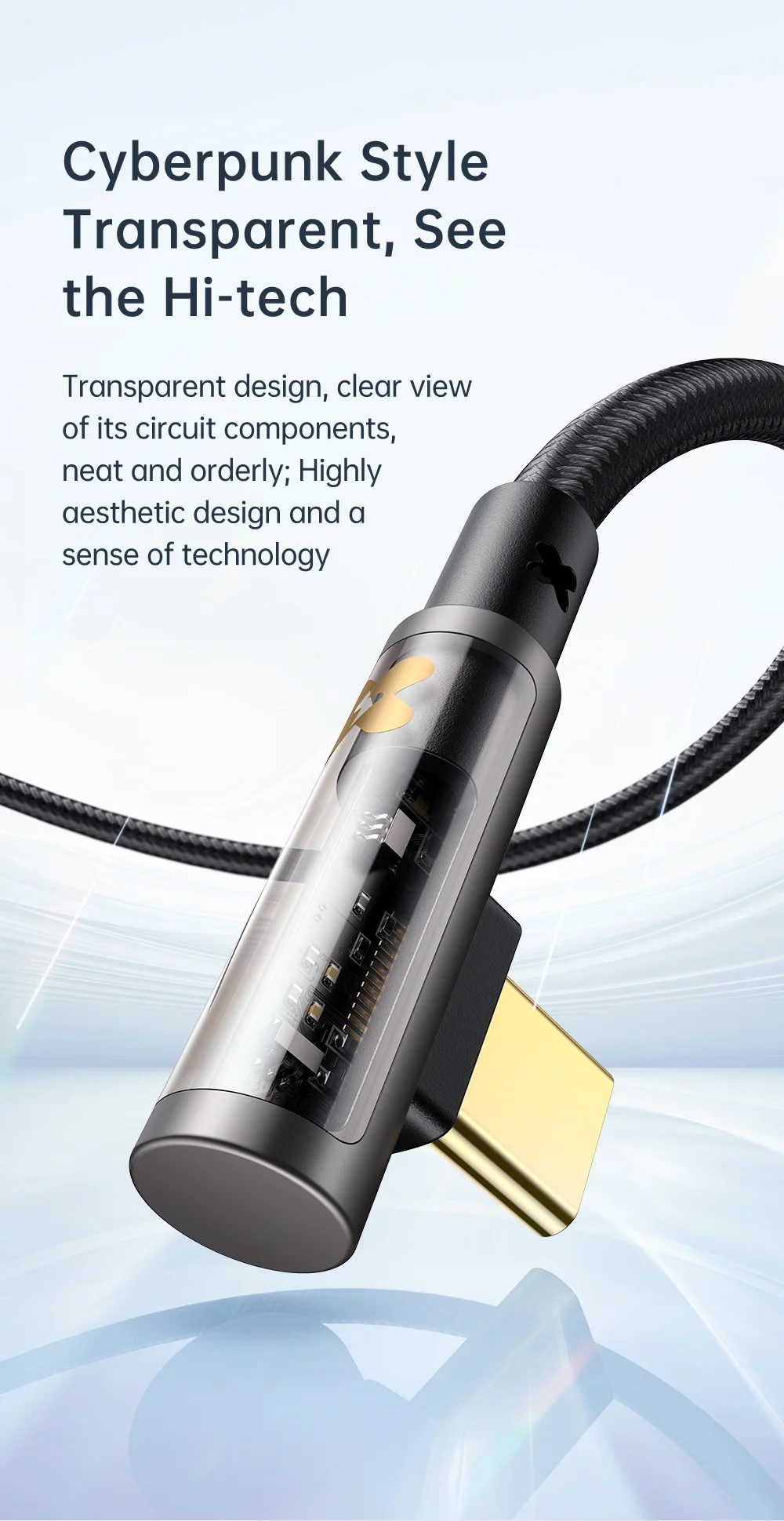 MCDODO CA-3380 MDD Prism Series for iPhone 15 Series 1.2m 6A Fast Charging Type-C Cable Transparent 90-Degree Elbow Data Cord 3