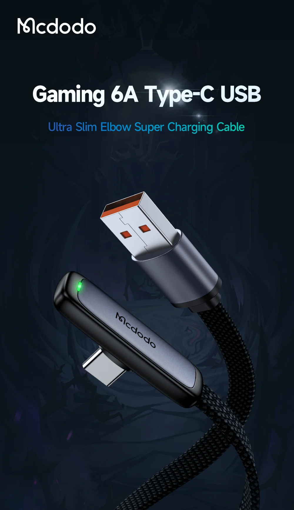 MCDODO CA-3340 MDD for iPhone 15 Series 1.2m Type-C 6A 100W Fast Charging Cable 90-Degree Elbow Braided Data Cord - Black 1