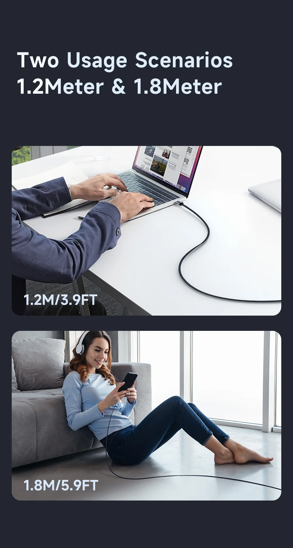 MCDODO CA-3341 MDD for iPhone 15 Series 1.8m Braided Data Cable Type-C 6A 100W Elbow Angled Charging Cord - Black 14