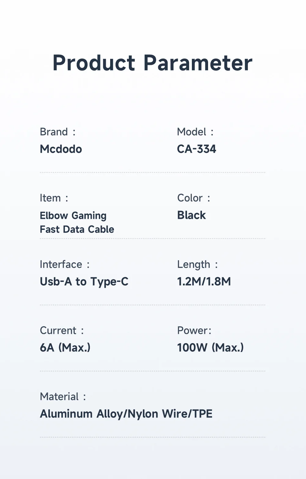 MCDODO CA-3341 MDD for iPhone 15 Series 1.8m Braided Data Cable Type-C 6A 100W Elbow Angled Charging Cord - Black 15