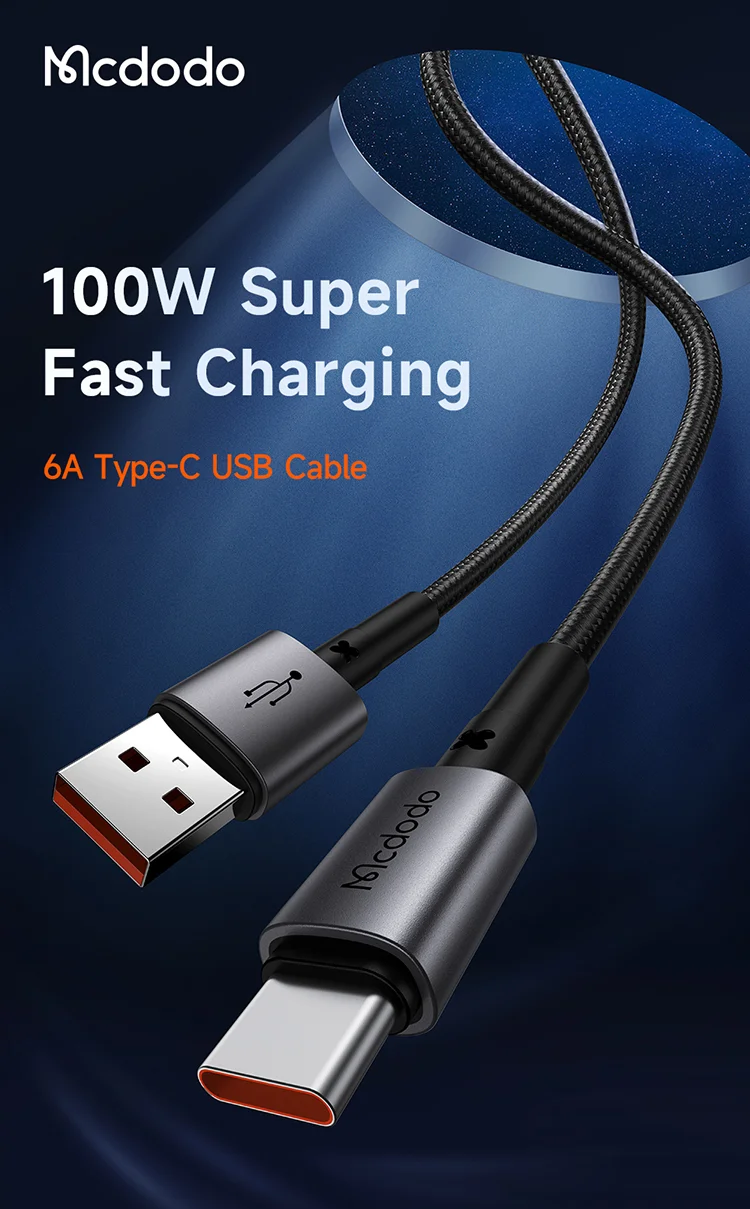 MCDODO CA-3590 MDD for iPhone 15 Series 1.2m 6A USB to Type-C Data Cable USB 100W Fast Charging Cable for Smartphone (Black) 1