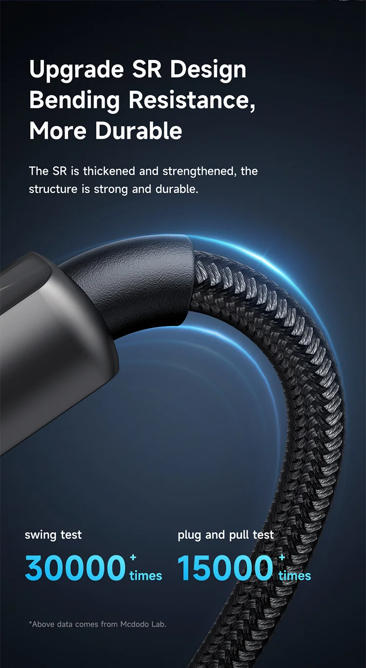MCDODO CA-3630 for iPhone 15 Series 1.2m 100W High Power Digital Display Auto Power Off USB-A to Type-C Transparent Data Cable - Black 9
