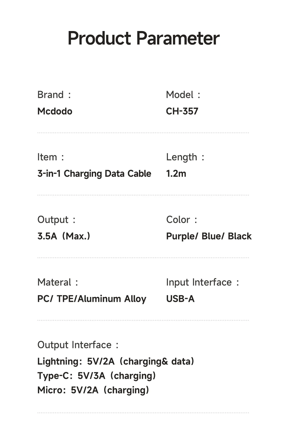 MCDODO CA-357 MDD for iPhone 15 Series 3-in-1 Retractable Charging Cable Lightning Type-C Micro USB for iPhone, Android - Purple 18