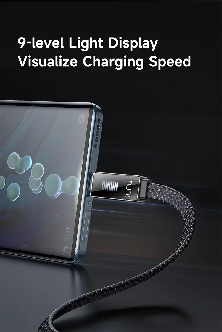 MCDODO CA-4980 MDD Rhythm Series for iPhone 15 Series 1.2m PD 100W USB to Type-C Data Cable with 9-level Light Display - Black 4