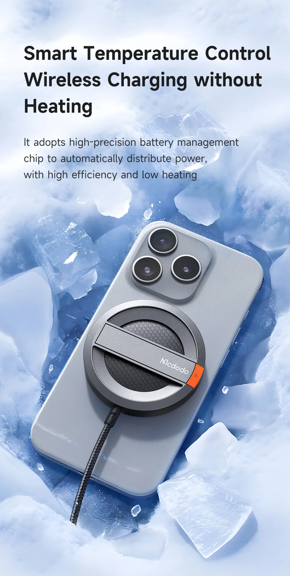 MCDODO CH-550 15W Magnetic Phone Wireless Charger with Foldable Stand 10