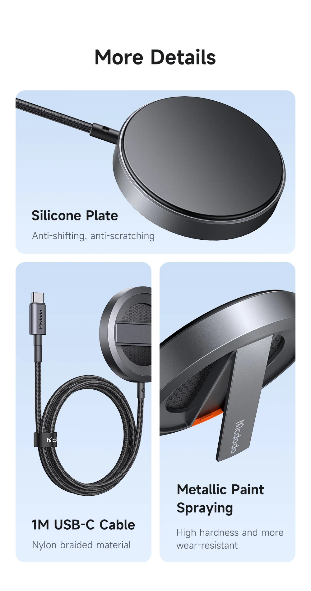 MCDODO CH-550 15W Magnetic Phone Wireless Charger with Foldable Stand 15