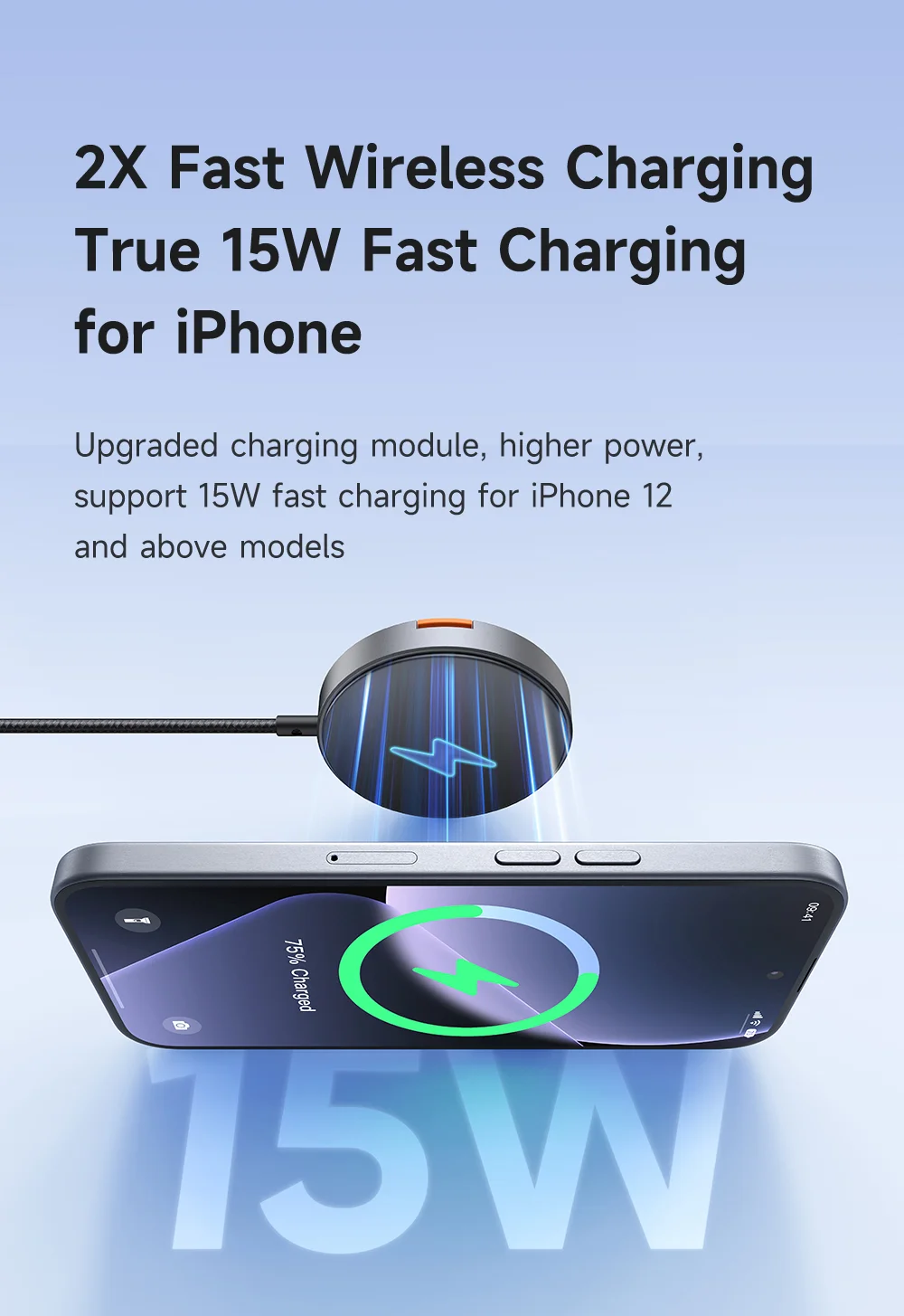 MCDODO CH-550 15W Magnetic Phone Wireless Charger with Foldable Stand 3