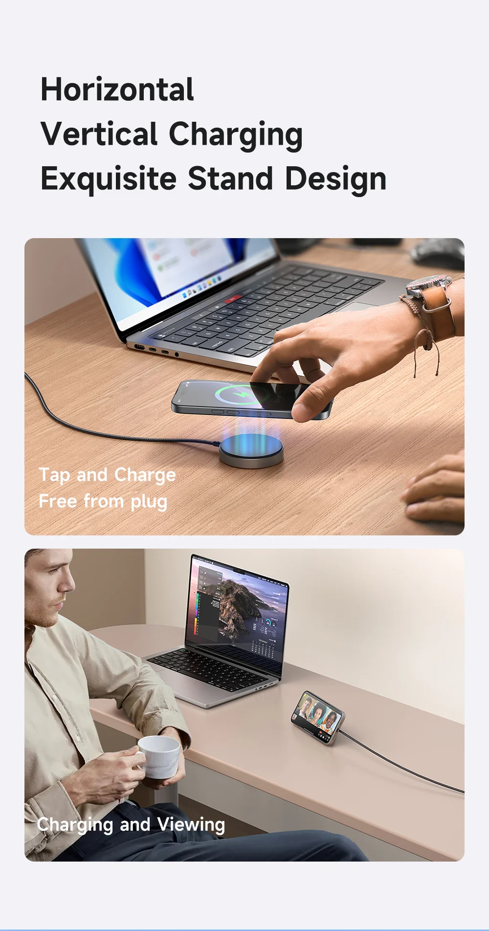 MCDODO CH-550 15W Magnetic Phone Wireless Charger with Foldable Stand 5