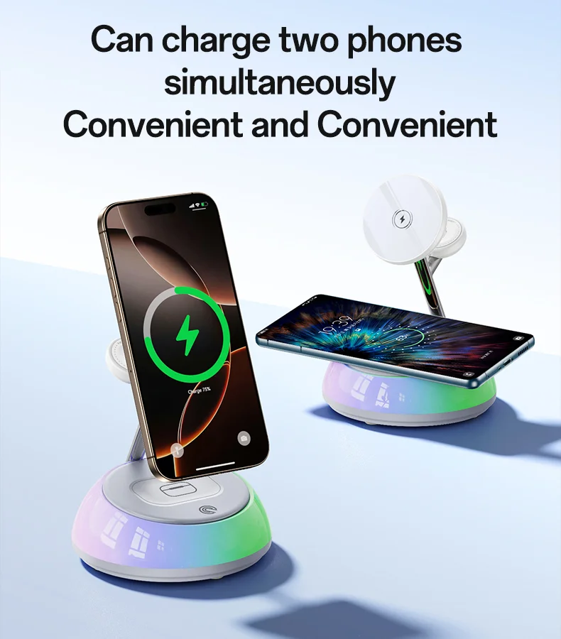 YESIDO DS31 3 in 1 Wireless Charging Station Phone Watch Earphone Magnetic Wireless Charger with Night Light 6