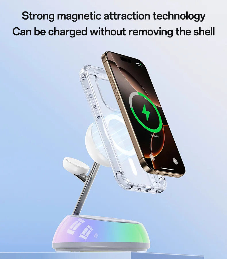 YESIDO DS31 3 in 1 Wireless Charging Station Phone Watch Earphone Magnetic Wireless Charger with Night Light 8