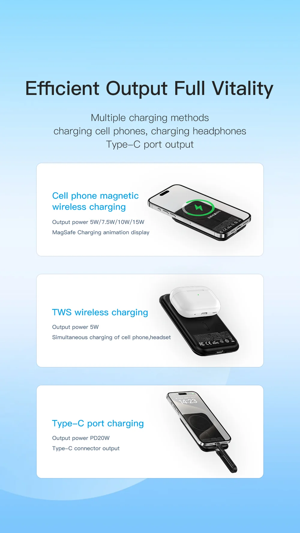 MAXCO MP26 5000mAh Magnetic Power Bank PD 20W Type C Fast Charging PU Leather Portable Charger for Phone / Earphones - Red 4