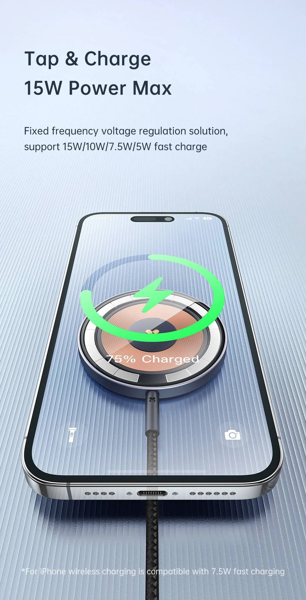 MCDODO CH-2330 MDD Prism Series 15W Transparent Magnetic Wireless Charger Phone Charging Pad - Dark Grey 5