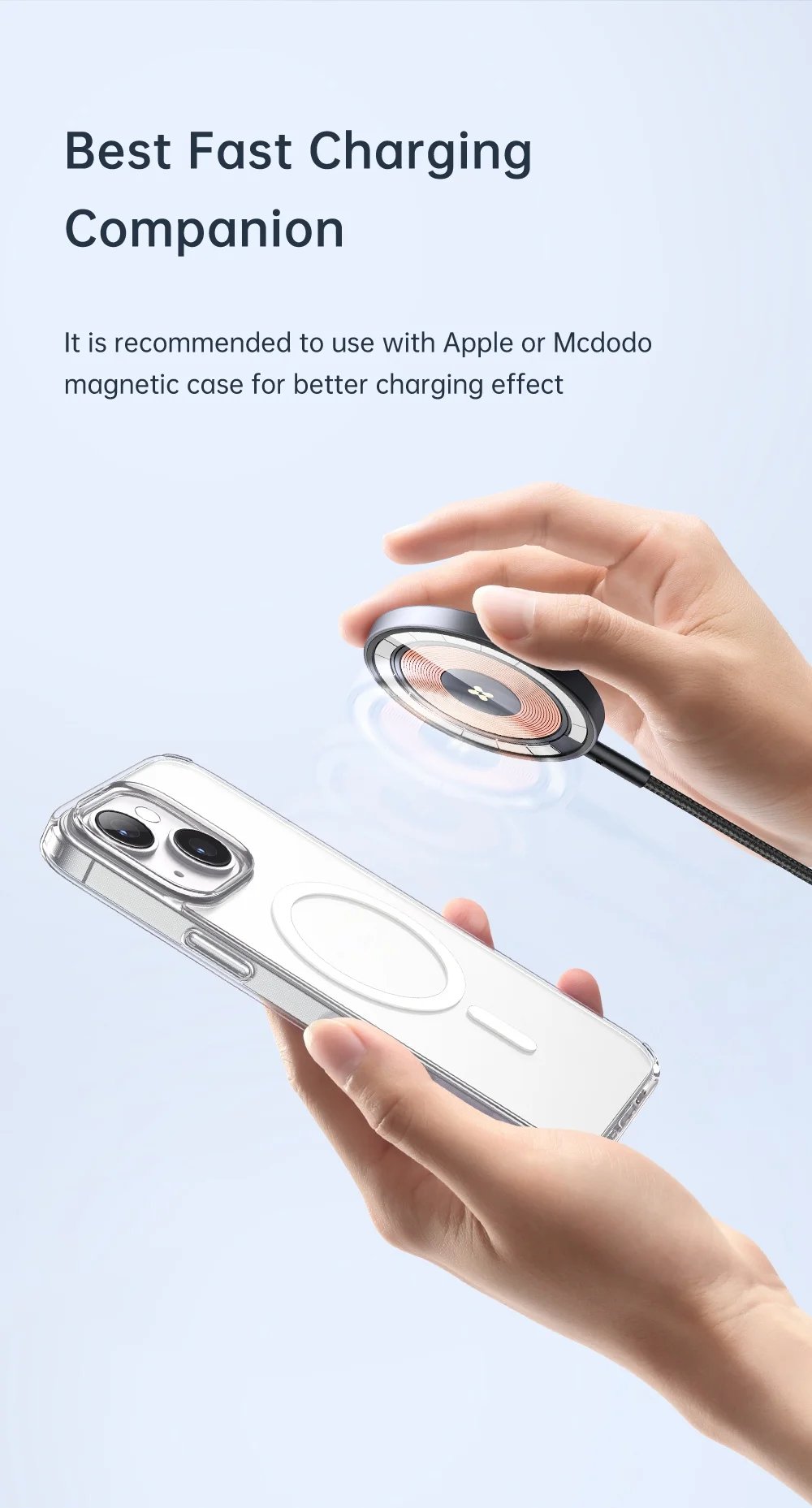 MCDODO CH-2330 MDD Prism Series 15W Transparent Magnetic Wireless Charger Phone Charging Pad - Dark Grey 8