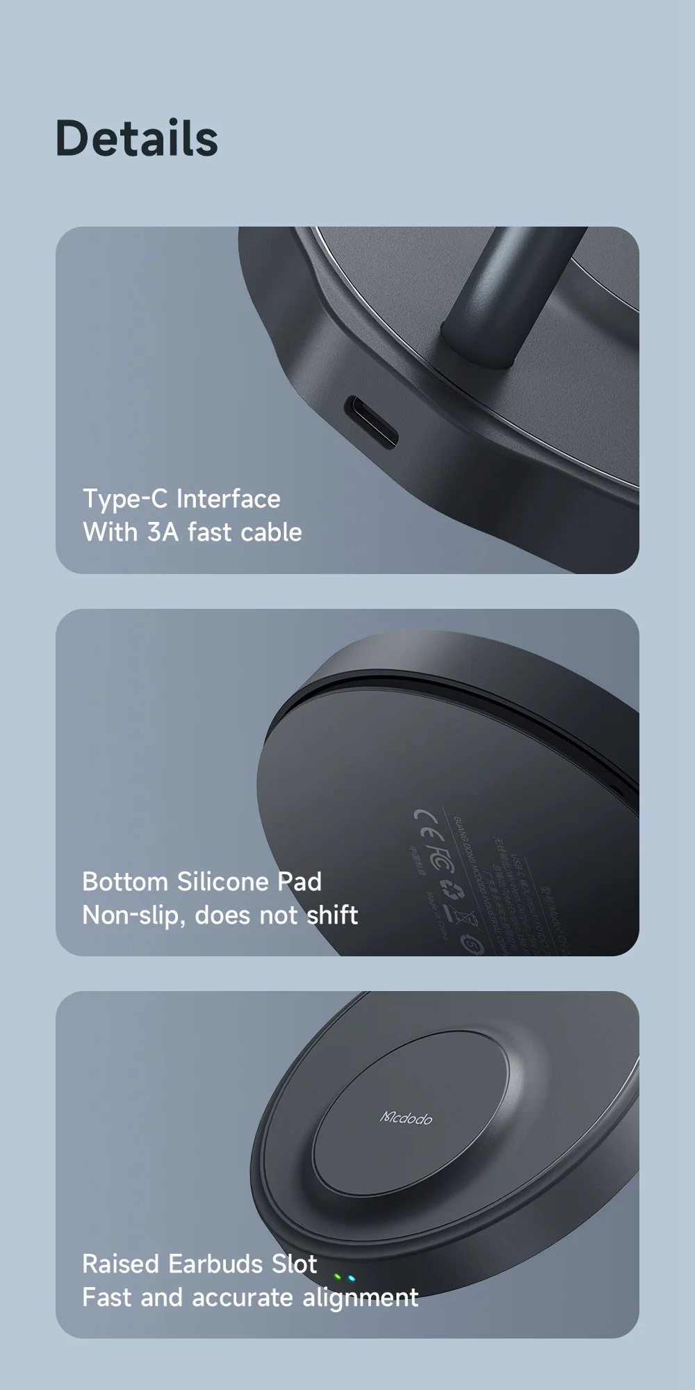 MCDODO CH-215 MDD Cooling Series 15W Wireless Charging 2-in-1 Magnetic Wireless Charger Desktop Holder Heat Dissipation Radiator Phone Stand - White 15