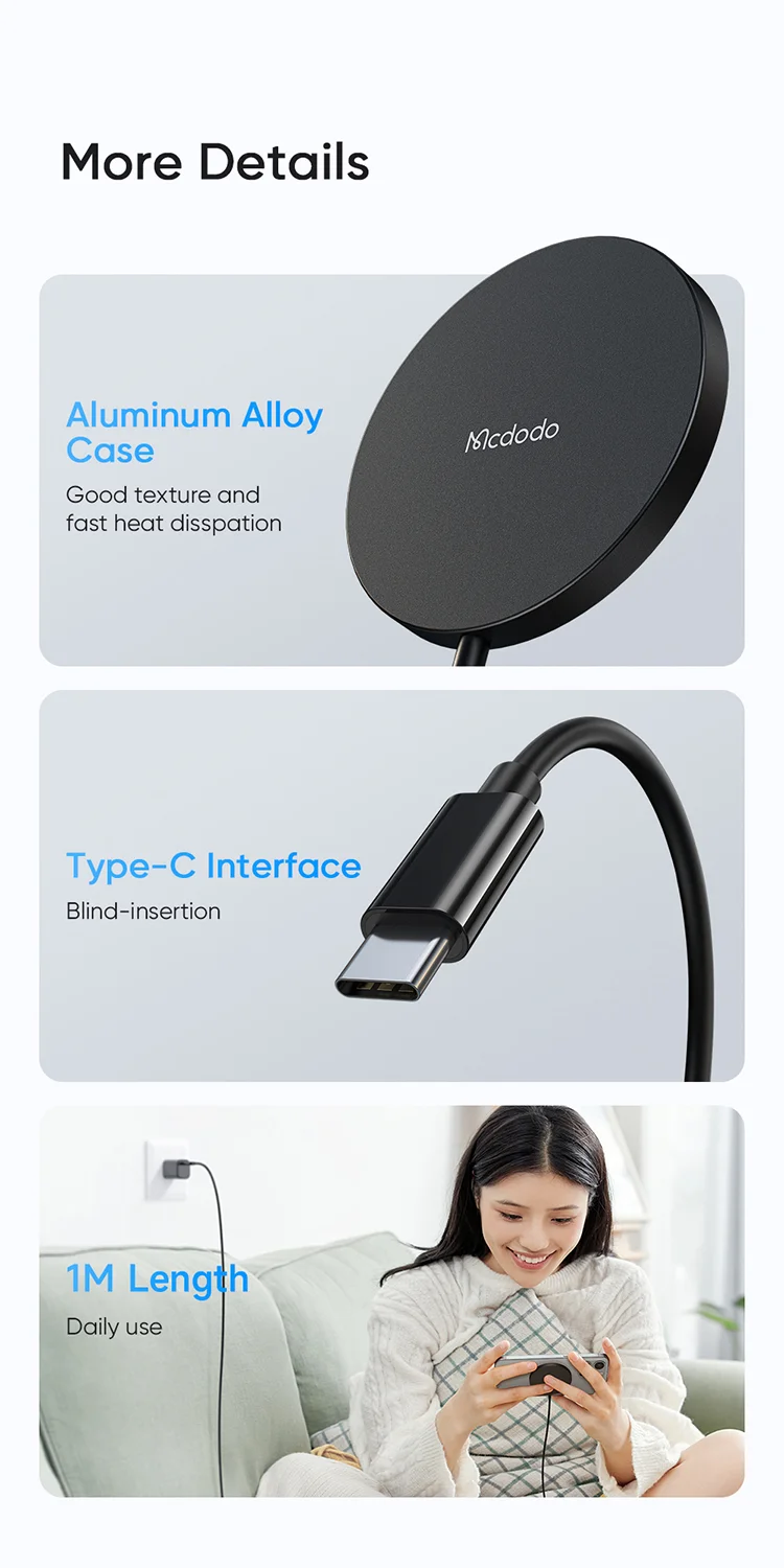 MCDODO CH-4360 MDD Wireless Charger Ultra-thin Charging Pad Cell Phone Safe Charger - Black 12