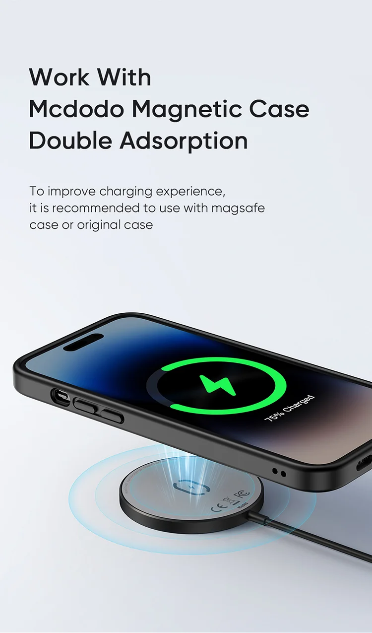 MCDODO CH-4360 MDD Wireless Charger Ultra-thin Charging Pad Cell Phone Safe Charger - Black 7