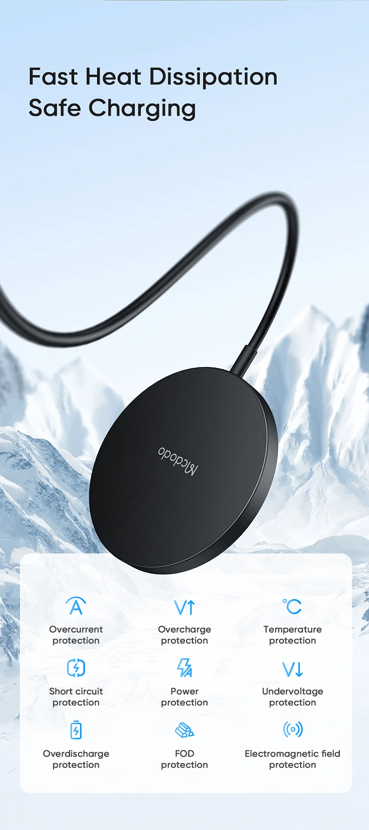 MCDODO CH-4360 MDD Wireless Charger Ultra-thin Charging Pad Cell Phone Safe Charger - Black 9