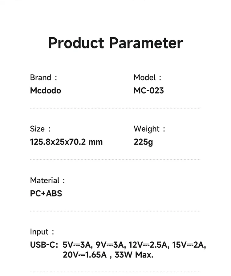 MCDODO MC-0231 Youth Series 33W 10000mAh Digital Display Power Bank Built-In Type-C + 8Pin Cable Phone Charger - Black 20