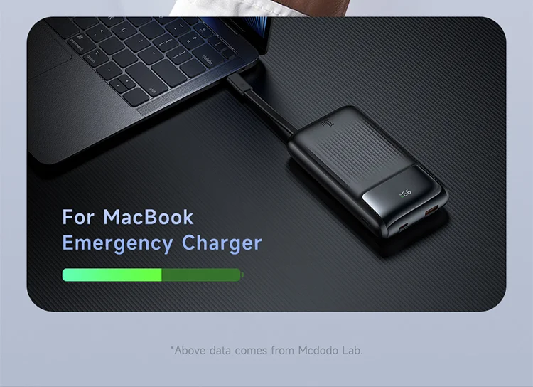 MCDODO MC-0231 Youth Series 33W 10000mAh Digital Display Power Bank Built-In Type-C + 8Pin Cable Phone Charger - Black 6