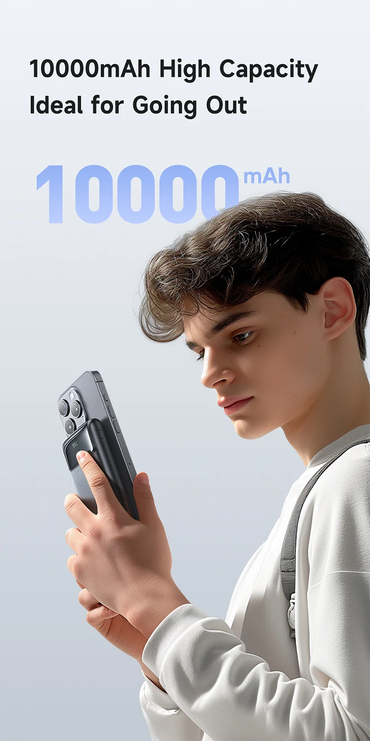 MCDODO MC-0241 Youth Series 22.5W 10000mAh Digital Display Power Bank Built-In Type-C + 8Pin Cable Phone Charger - Black 12